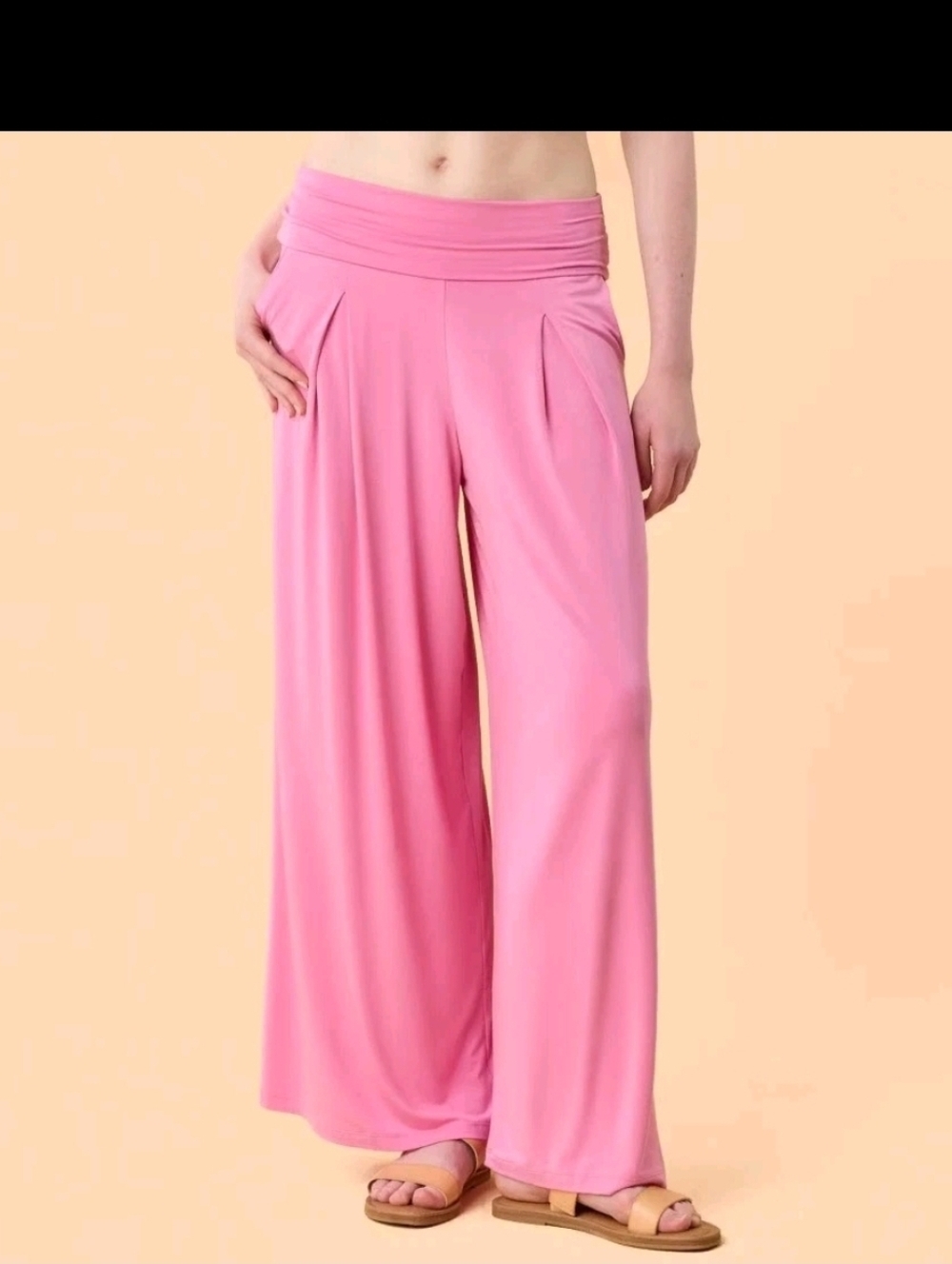 Blogilates Women's Homebody Foldover Wide Leg Pants Size L